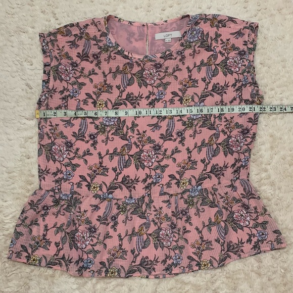 SOLD ✨ LOFT Floral Print w Peplum Hem Blouse Pink Multicolor - Size M - Picture 12 of 14